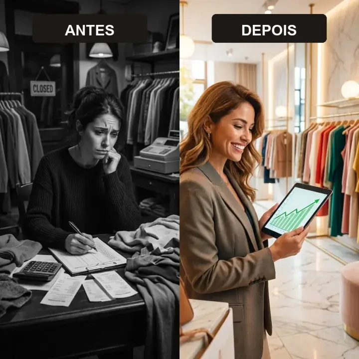 Antes e Depois - Transformação de Lucro da Loja de Roupas